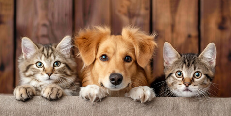 dogs and cats peeking over the web banner