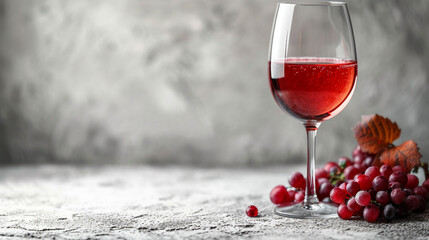 a glass of wine on a gray background