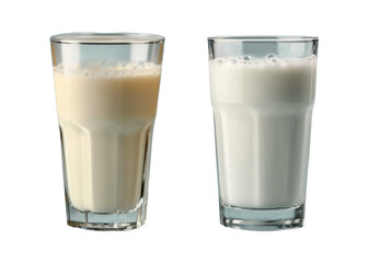 Fresh milk in the glass on transparent background