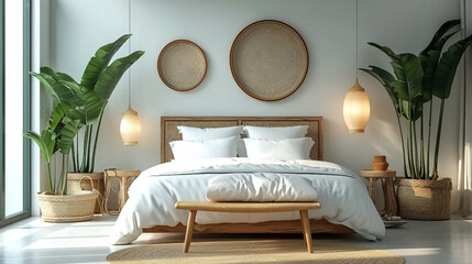 minimal bedroom interior with Home decoration mockup