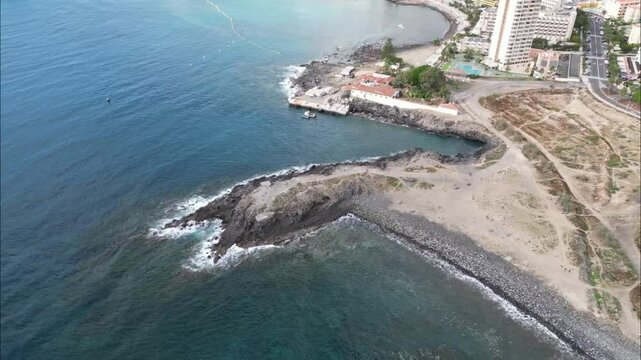 Aerial view of Los Cristianos on the coast of Tenerife island, Spain