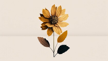 AI generated illustration of a sunflower isolated on white background