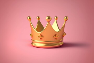 AI-generated illustration of a cartoon-styled golden crown on a pink background