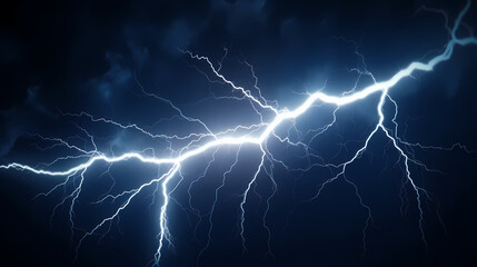 Lightning on the sky, gloomy ominous thunder and lightning background - obrazy, fototapety, plakaty