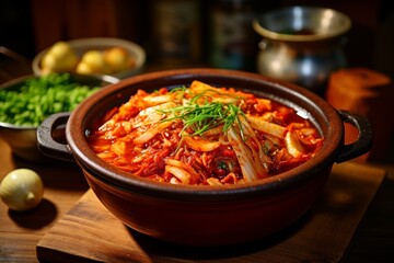 Fresh Kimchi in Traditional Korean Setting

