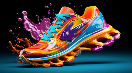 Brightly colored running shoes