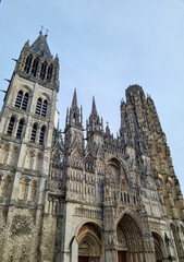Fototapeta premium March 15, 2023. The cathedral of Rouen in France, front view