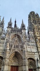 Fototapeta premium March 15, 2023. The cathedral of Rouen in France, front view