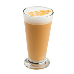 glass mug of latte coffee macchiato with art