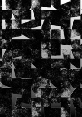 Background image of small square pieces of black on a white background - obrazy, fototapety, plakaty