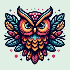 Rolgordijnen Vector colorful bird owl mascots logo design illustration modern style, Generative Ai © Graphic EngineerBD