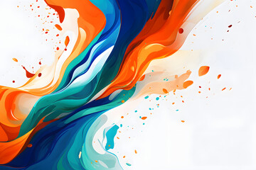 abstract background in the form of orange blue green and white wonls, abstract colorful background