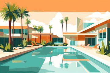 Palm Springs Desert Modern Illustration

