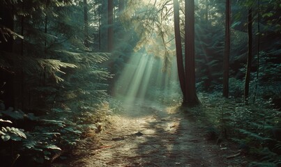 Obraz premium Sunlight in the morning in the forest, vintage color tone.