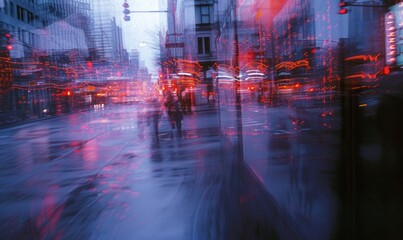 Obraz premium Blurred image of people in the city at night. Motion blur