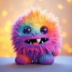 AI generated illustration of a whimsical creature with large, beady eyes