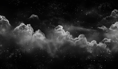 Obraz na płótnie Canvas Dramatic black and white cosmic cloudscape with stars and galaxies
