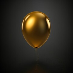 AI generated illustration of an isolated 3D golden balloon on a dark background with a reflection - obrazy, fototapety, plakaty
