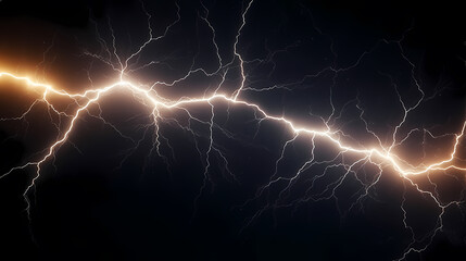 Roaring thunderstorm, shocking lightning shines in the dark sky