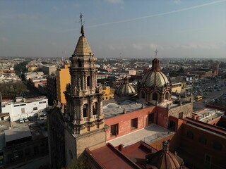 Fototapeta na wymiar Aerial view of the San Luis Potosi Cathedral in Mexico, a stunning architectural masterpiece