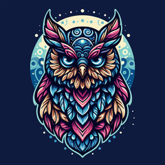 Vector colorful bird owl mascots logo design illustration modern style, Generative Ai