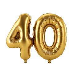 Obraz na płótnie Canvas Golden number 40 metallic golden balloon