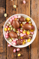 chocolate egg and candies for easter day