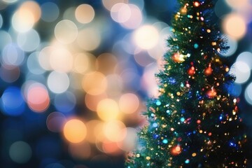Blurred Christmas tree and lights background.