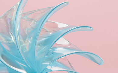 wavy blue glass 3d abstract wallpaper background