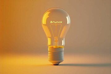 AI generated illustration of a lightbulb with intricate wirework isolated on background of a wall