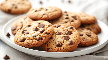 A plate of freshly baked cookies, still warm from the oven, showcasing the classic comfort and simplicity of homemade sweets