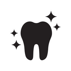 Tooth whitening icon, shining tooth icon.