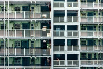 Beautiful shot of a residential building with dense balconies