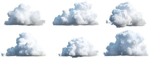 3d render, set of abstract fluffy clouds isolated on transparent background, cumulus clip art collection, Generative AI