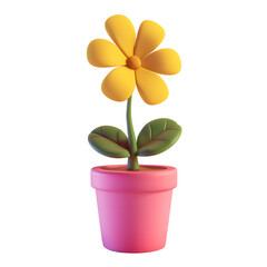 3D model of cartoon flower isolated on transparent background