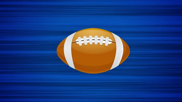Flying football on blue background. Animation of flying object. Different versions in my portfolio: red and blue background, another angle and central object. Looped animation