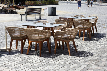 Outdoor Restaurant Bar Seating Area Paphos Harbour Cyprus