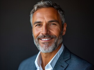 Fototapeta premium Portrait of handsome smiling businessman with suit in professional studio background