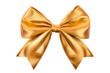 Golden bow isolated on transparent background