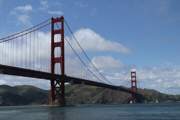 Scenic view of Golden Gate Bridge in San Francisco, California over the Pacific Ocean