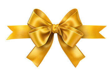 Golden bow isolated on transparent background