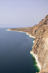 Rocky Beach With Salt Deposits in the Dead Sea, Jordan