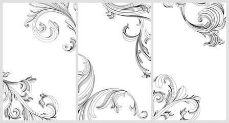 Hand drawn baroque decorative element filigree calligraphy for design poster.