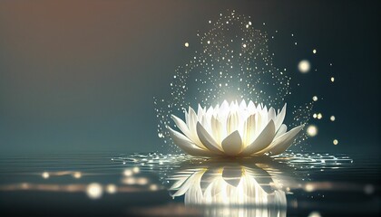 AI generated illustration of a vibrant water lily floating on a tranquil body of wate