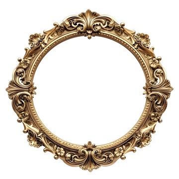 recommend clip art: Gold vintage circle frame isolated on transparent background.