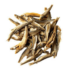 Dried Anchovies, transparent background, isolated image, generative AI