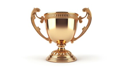 Fototapeta na wymiar Golden trophy winner cup on a light background