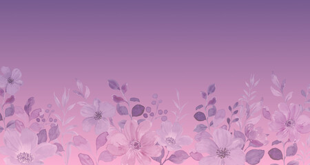 Purple and pink background with cool tone shade of flowers on the button
