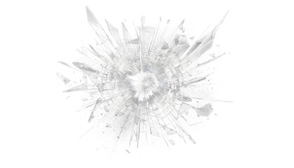 Glass mirror breaked shatter with debris. PNG Transparent background