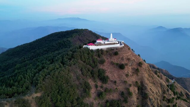 Drone view above the Sri Pada Adam's Peak during daytime